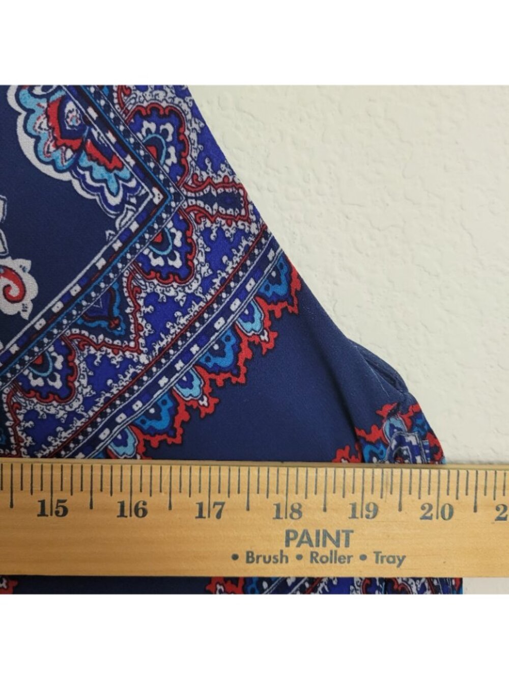 Luxology Bohemian Navy Blue Red Paisley Handkerchief Midi Dress Sz 10 Gypsy - Picture 4 of 6